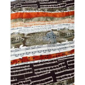 Music Notes Fabric‎ Piece Polyester Sewing Material Brown Orange 46" x 1yd 14"